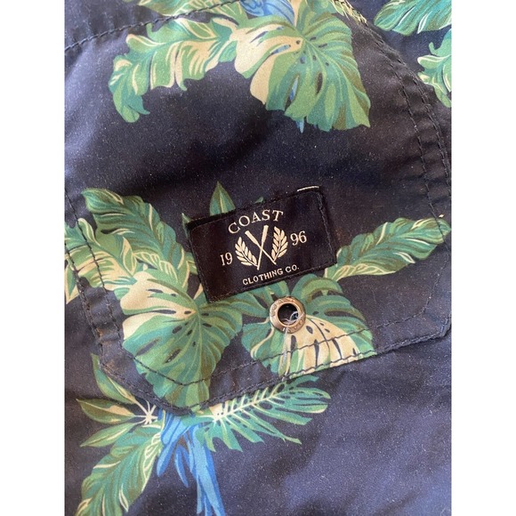 Coast Clothing Co. Men’s Navy/Green Swim Short Trunks Swimsuit Navy Parrot Small - Picture 3 of 5